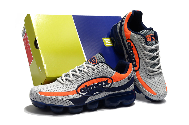 Men Nike Air Max 95 VaporMax Grey Orange Blue Running Shoes - Click Image to Close